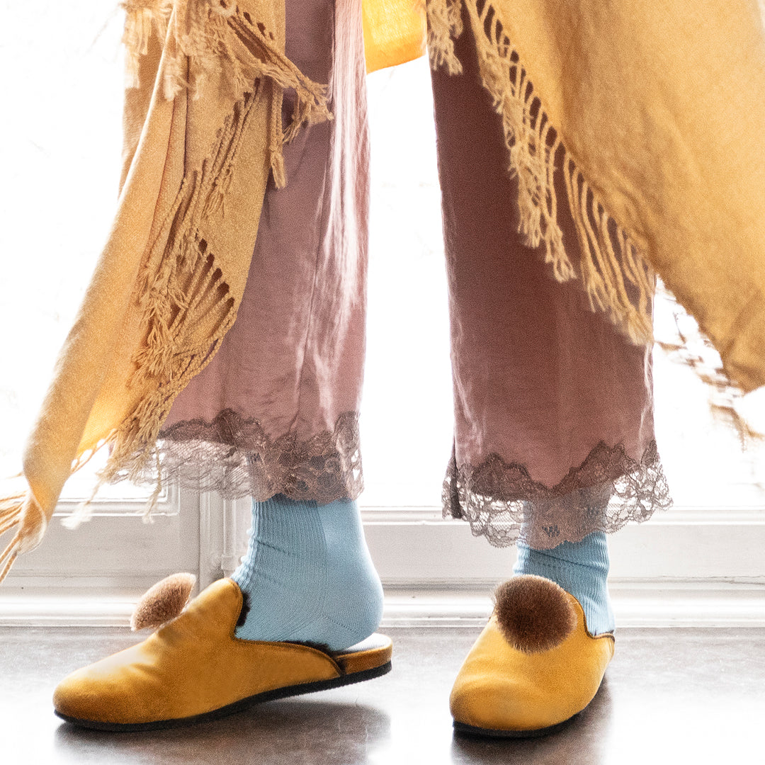 Hums Pantuflas - Pantufla En Terciopelo Hums - Lion Yellow